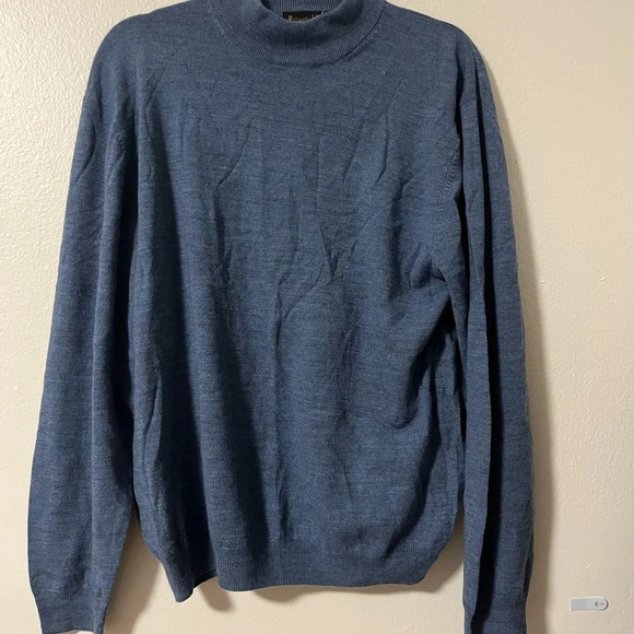 Roberto Villini 100% Wool Men’s sweater XL NWT Blue mock neck - Picture 1 of 4